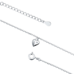Bratara de picior argint cu inima si piatra DiAmanti Z1860XR-DIA (Argint 925‰ 1,1 g.)